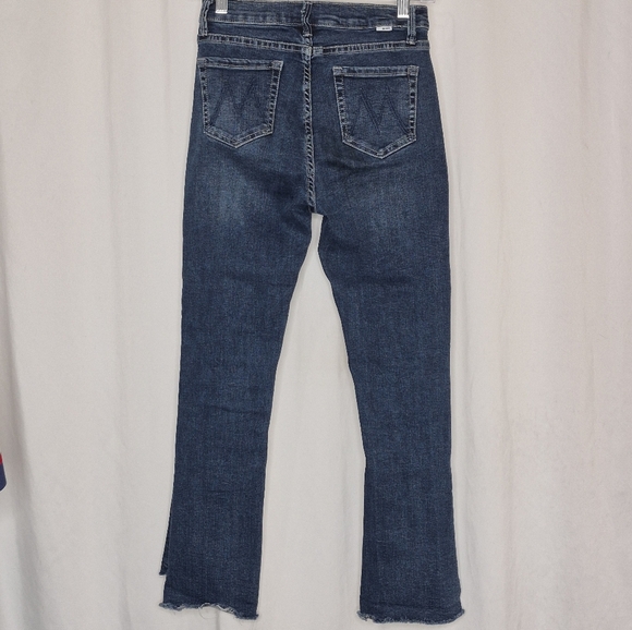 Mother The Insider Crop Step Fray High-Rise Baby Boot Blue Jeans - Size 26 - Picture 6 of 16